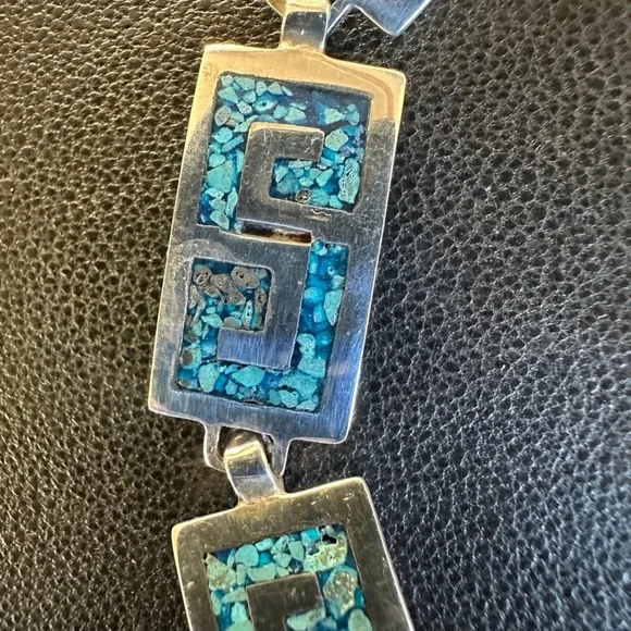 Taxco Sterling Silver Turquoise Bracelet - Picture 3 of 4